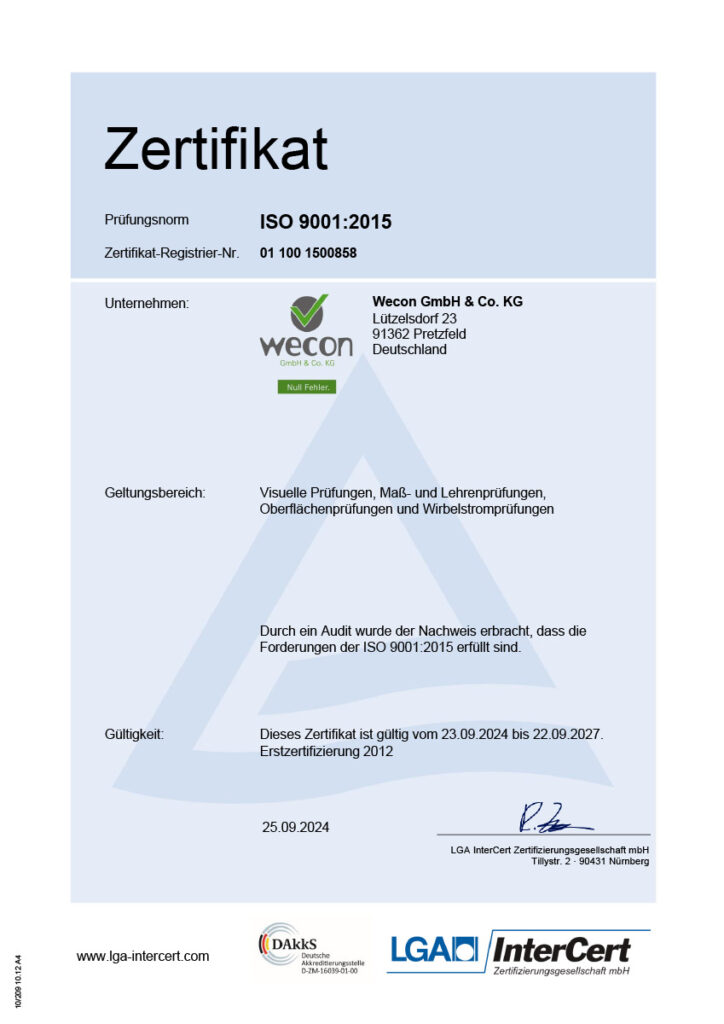 Zertifikat ISO 9001:2015 DE